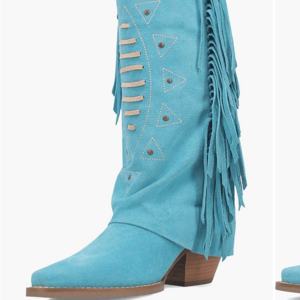 Dingo Turquoise Fringe Cowboy Boots - Picture 5 of 10